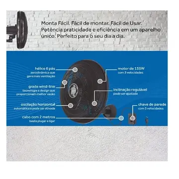 Ventilador de Parede Oscilante Monta Fácil Ventisol 3