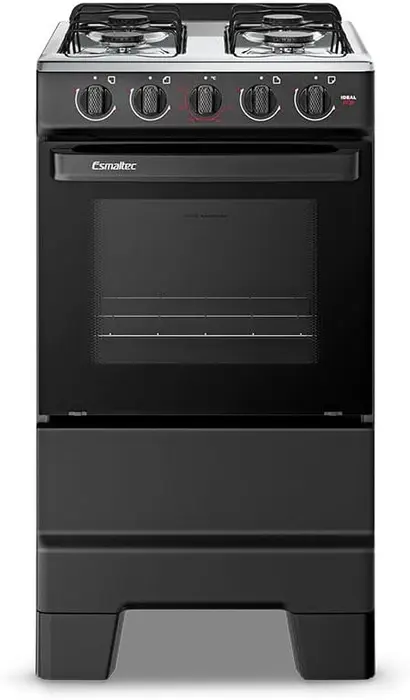 Fogão a Gás Esmaltec IDEAL POP F4ISP Preto 4 Bocas Inox 50L Limpa Fácil