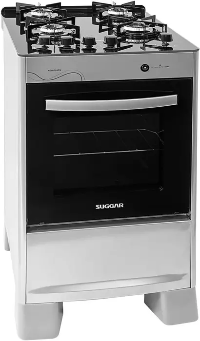 Fogão Suggar Neo Glass Prata 4 Bocas Mesa de Vidro FGVNG410PRIX