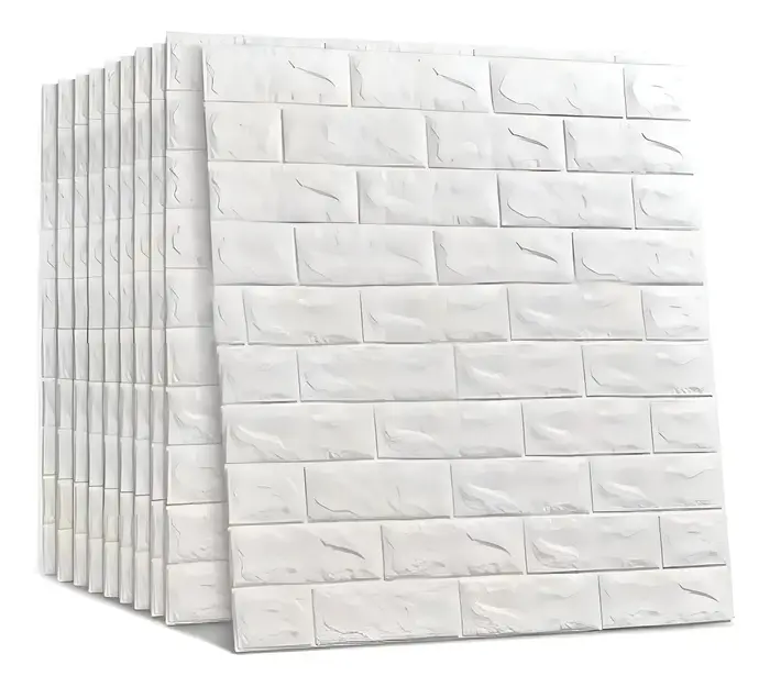 Placas Adesivas 3D Tijolinho Branco - 20 Unidades
