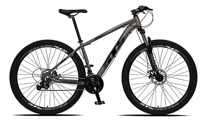 Bicicleta GTS Dexter Aro 29 24 Marchas Freio a Disco Grafite e Preto 21"