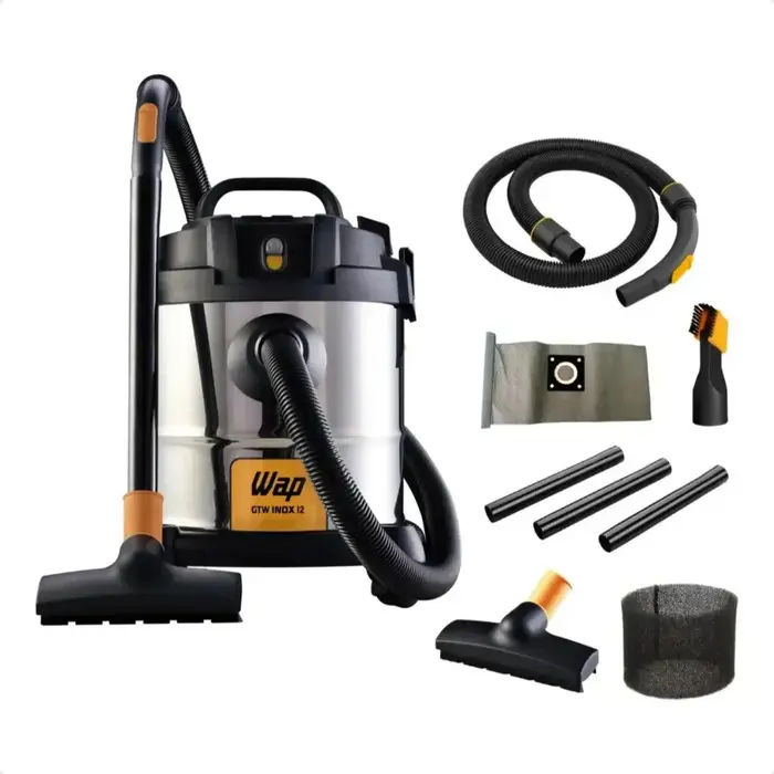 Aspirador de Pó e Água Wap GTW Inox 12L 1400W com Bocal de Sopro