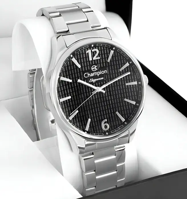 Relógio Masculino Champion CN27670T Prateado com Fundo Preto - Prova Deapos;Água 50 Metros