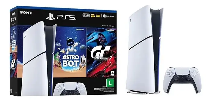 Console Playstation®5 Slim Digital - Pacote Astro Bot E Gran Turismo 7 - Branco - Modelo 2