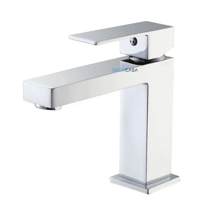 Monocomando para Banheiro Mesa Bica Alta Cromado Luxo Quadrado 16cm