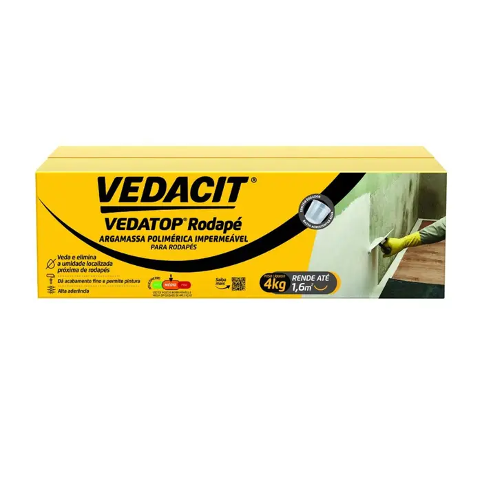 Argamassa Polimérica Para Rodapé Bicomponente 4kg Vedatop