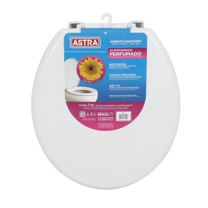 Assento Sanitário Almofadado Perfumado PU Oval Branco