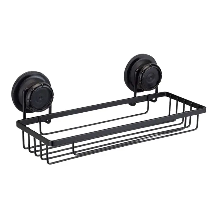 Porta Shampoo com com Sucção Redonda 28,5×11,5cm Preto Arthi