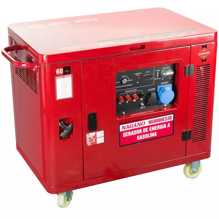 Gerador de Energia Silenciado Trifásico a Gasolina 7,5kVA 4T 60hz Partida Elétrica 220/380v 16hp