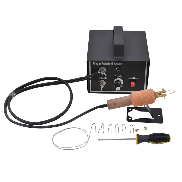 Caneta Pirografo Eletrônico Profissional 0-50W Bivolt CENTER-TI-PL-50KN