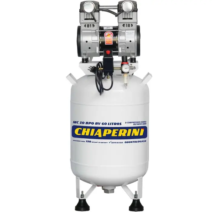 Motocompressor Odontológico Isento de Óleo MC 10 BPO 2HP 10 Pés 60L Chiaperini