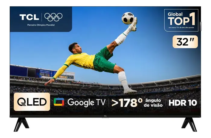 Smart TV 32 Polegadas HD QLED S5K WiFi Bluetooth Google TV 2 HDMI HDR10 Dolby Audio 32S5K